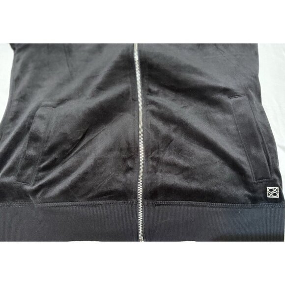 Calvin Klein Zip Up Hoodie Sweatshirt Jacket Womens Size Small Black Velour - Picture 4 of 5